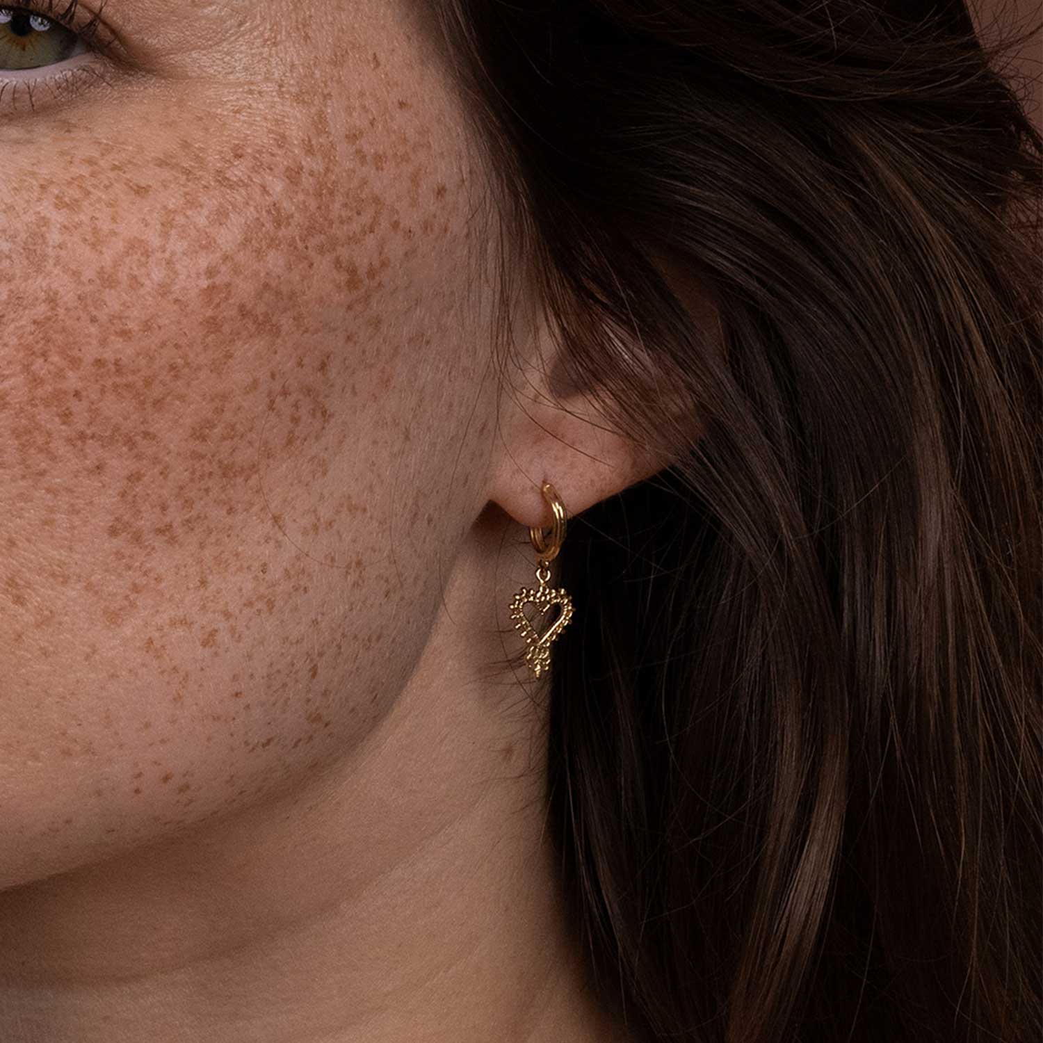 Mini Heart Hoop Gold Plated Earrings by Zoe & Morgan at ethical jeweller E.C.One London