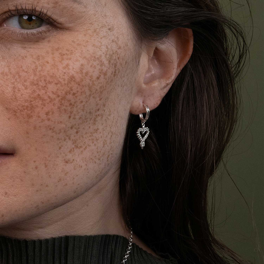 Mini Heart Hoop Silver Earrings by Zoe & Morgan at ethical jewellers E.C.One London