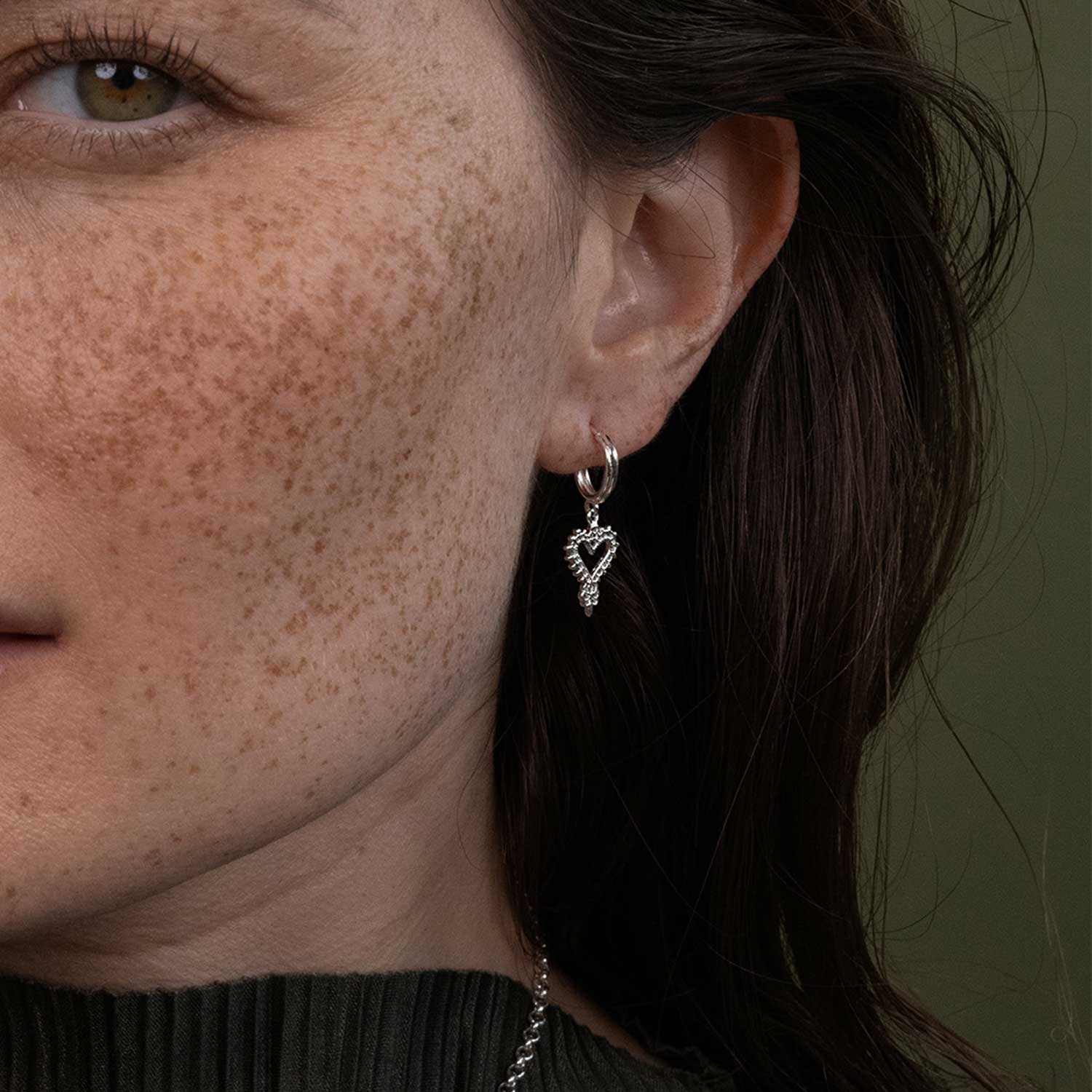 Mini Heart Hoop Silver Earrings by Zoe & Morgan at ethical jewellers E.C.One London