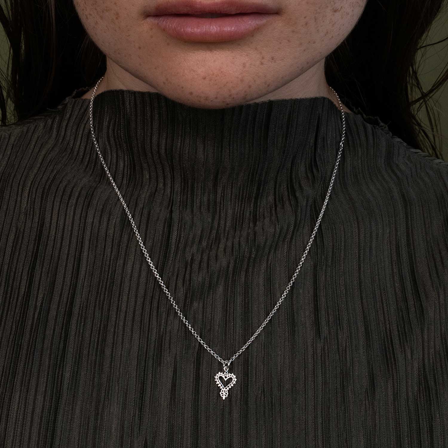 Mini Heart Necklace Silver  by Zoe & Morgan at ethical jeweller E.C.One London 