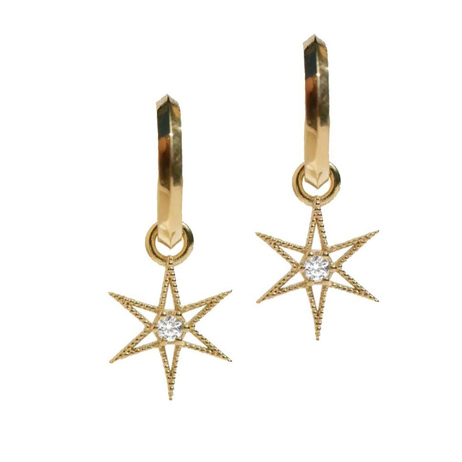 Zoe & Morgan No Star Like Thee Hoop Earrings with White Zircon at EC One London