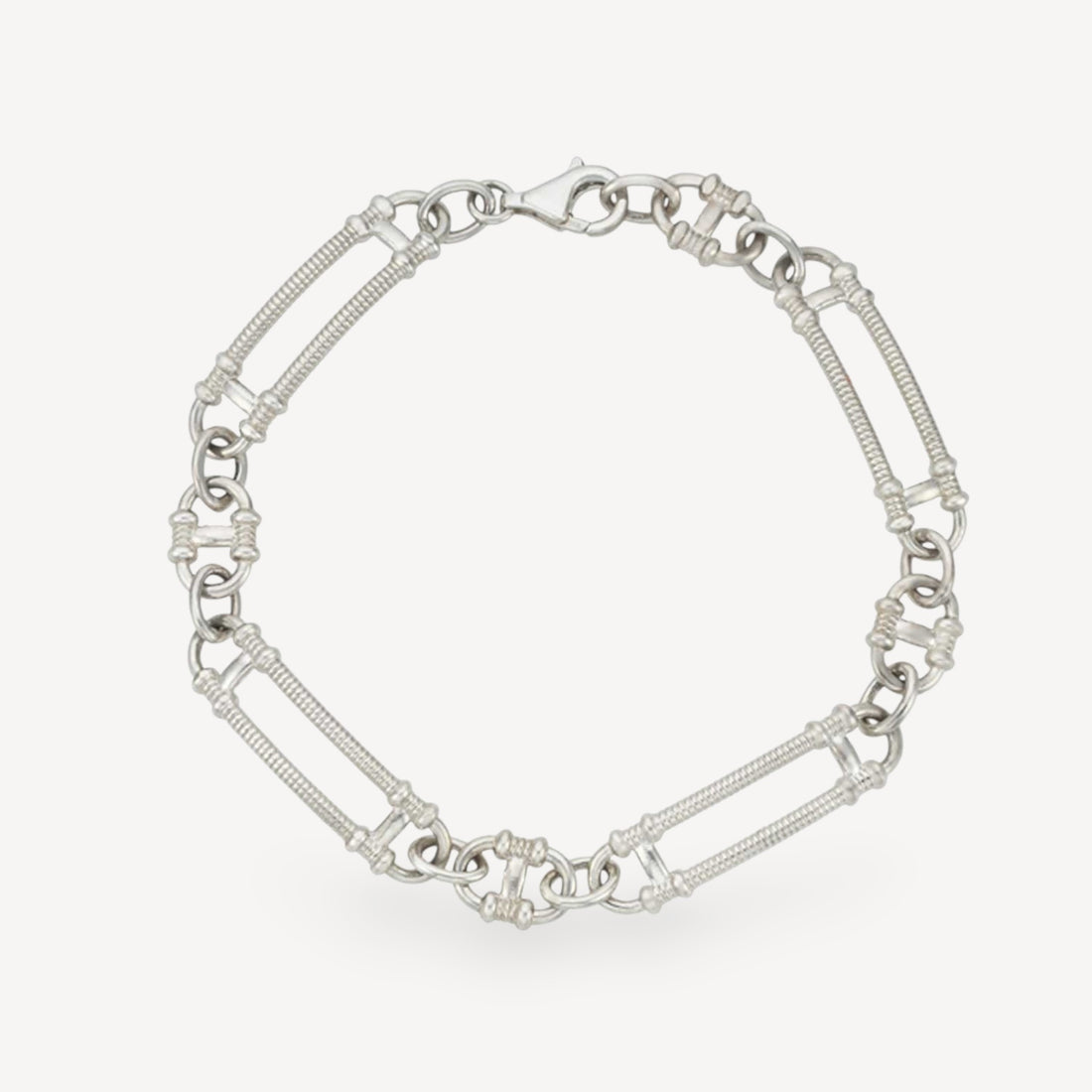 Zoe and Morgan Sky Prana Silver Bracelet at EC One London