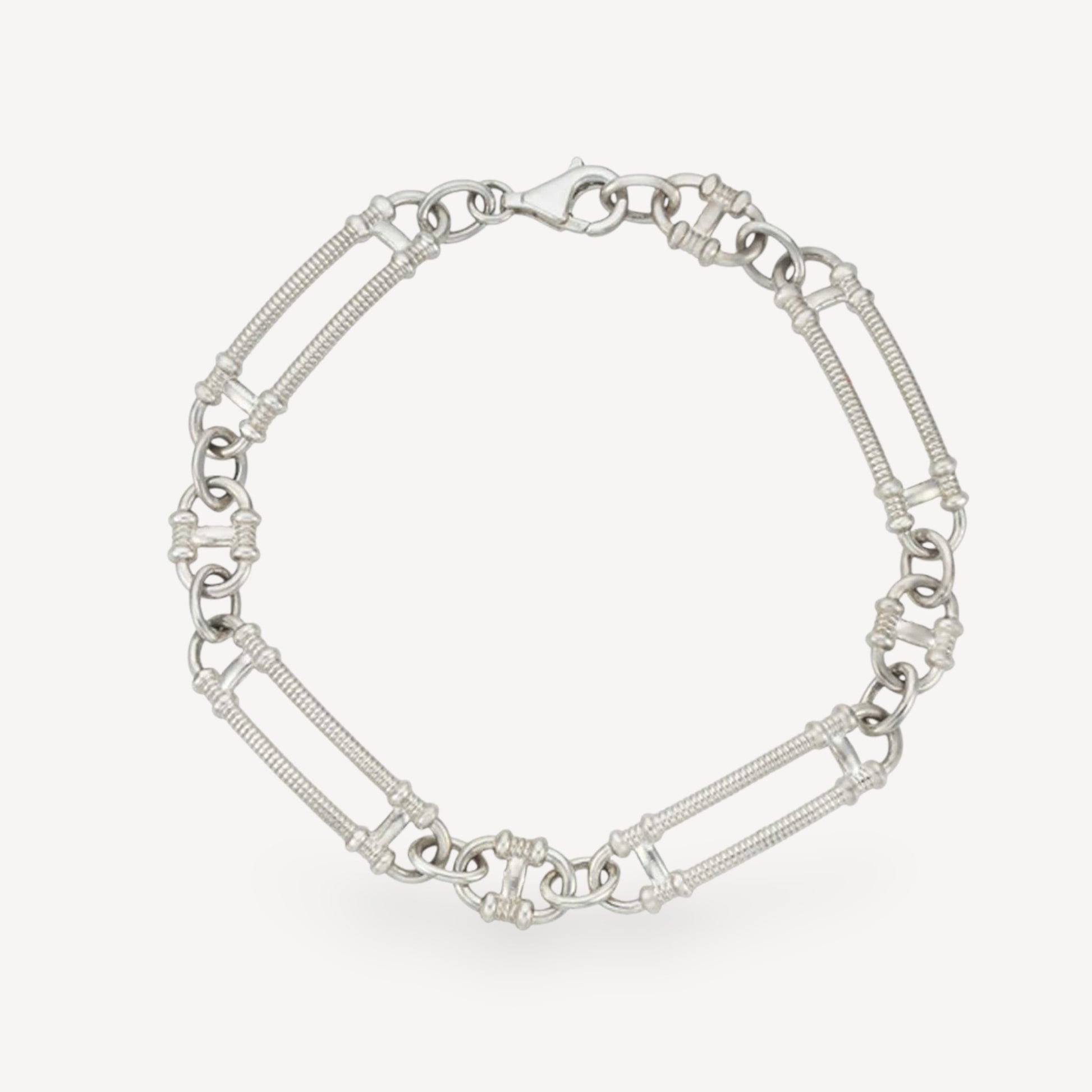 Zoe and Morgan Sky Prana Silver Bracelet at EC One London
