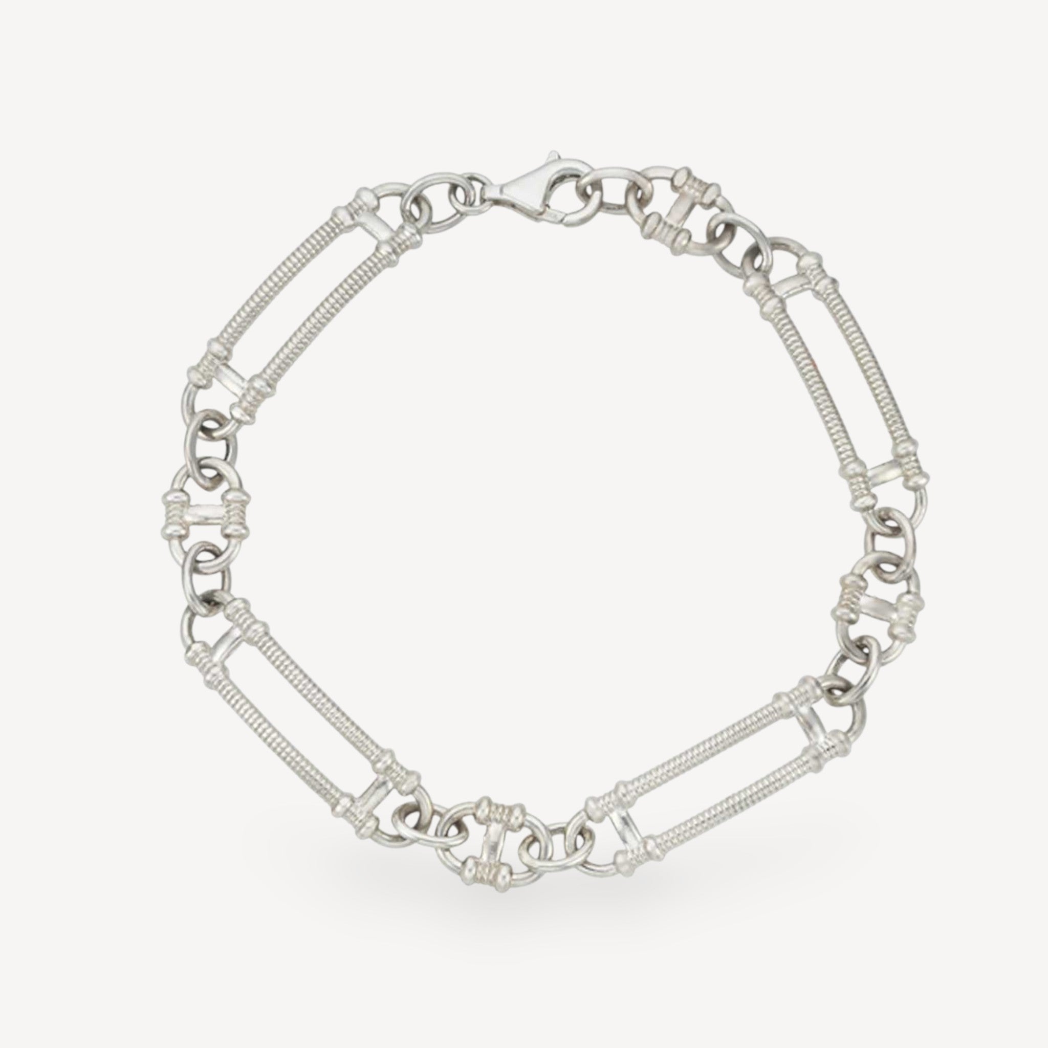 Zoe and Morgan Sky Prana Silver Bracelet at EC One London