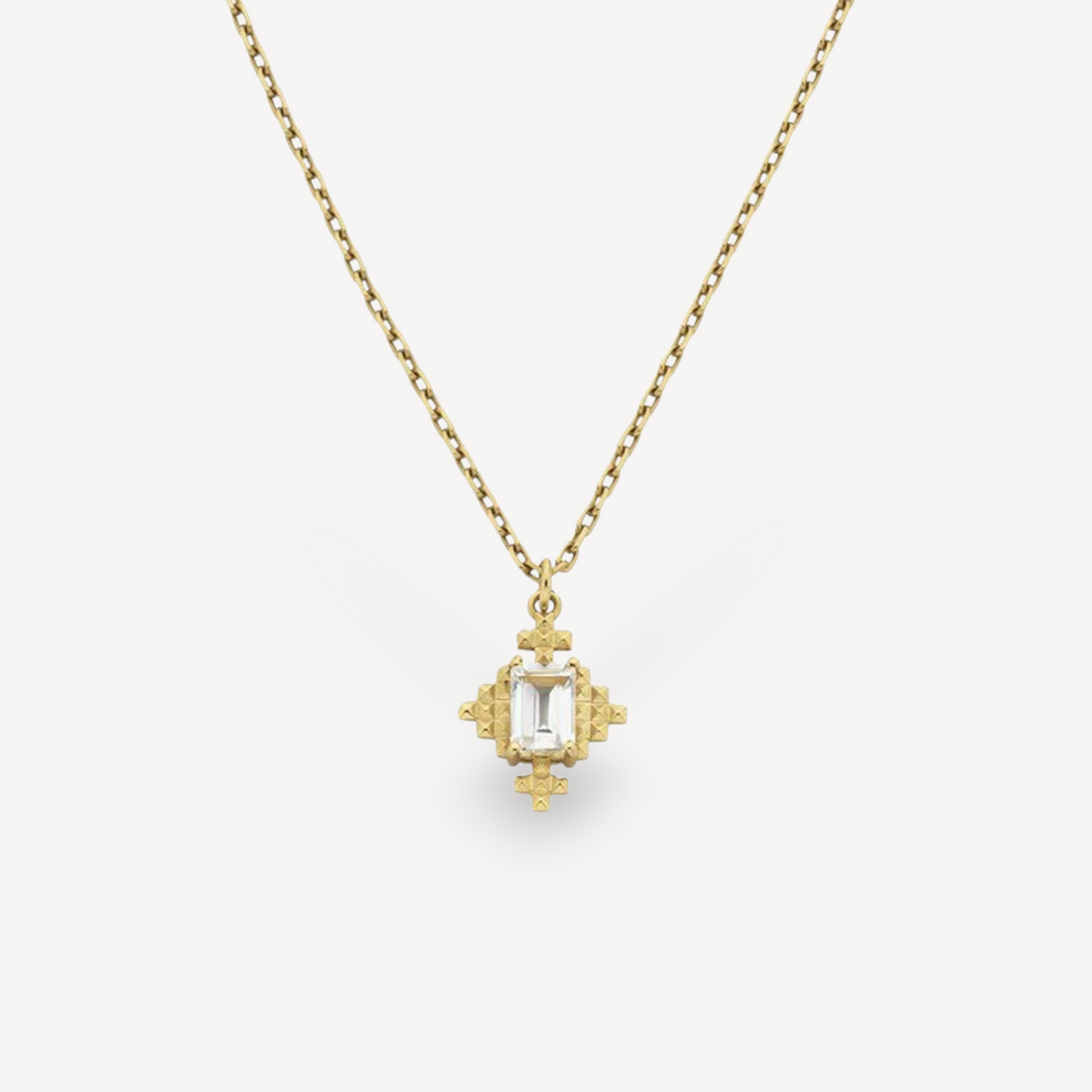Zoe & Morgan at E.C.One London REYA Gold Plated Necklace with White Topaz by Zoe & Morgan at B Corp certified Ethical jeweller E.C.One London
