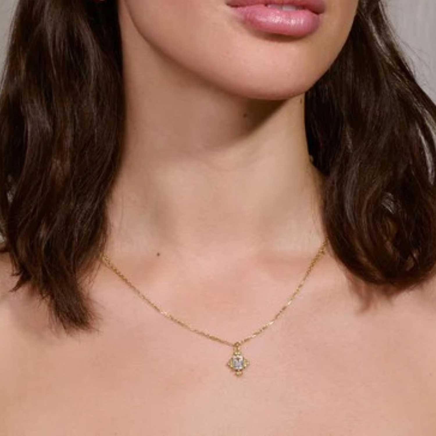 Zoe & Morgan at E.C.One London REYA Gold Plated Necklace with White Topaz by Zoe & Morgan at B Corp certified Ethical jeweller E.C.One London