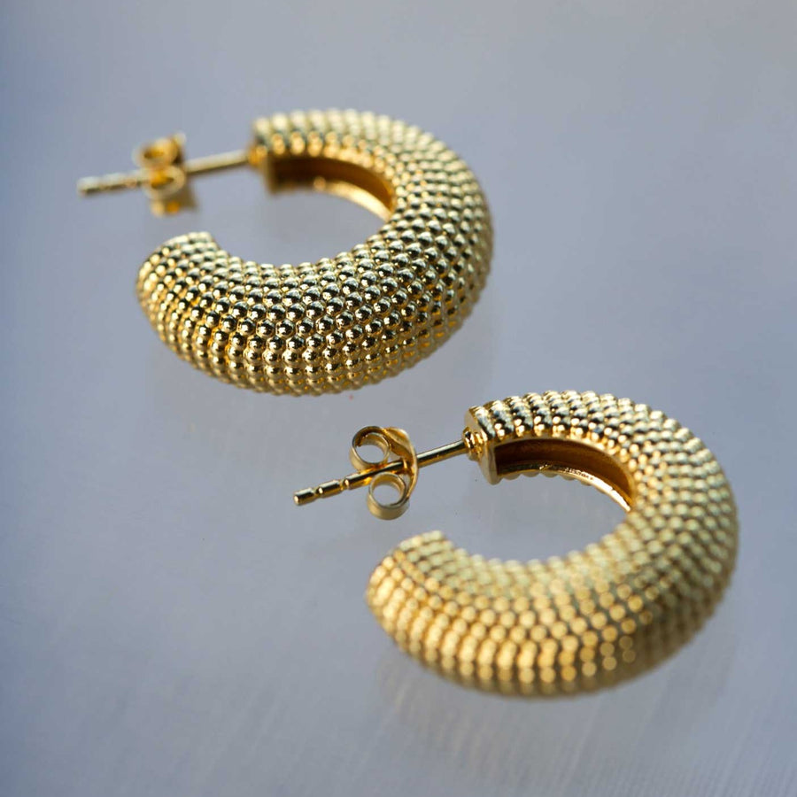Rhea Gold Plated Hoop Earrings by Zoe & Morgan at EC One London