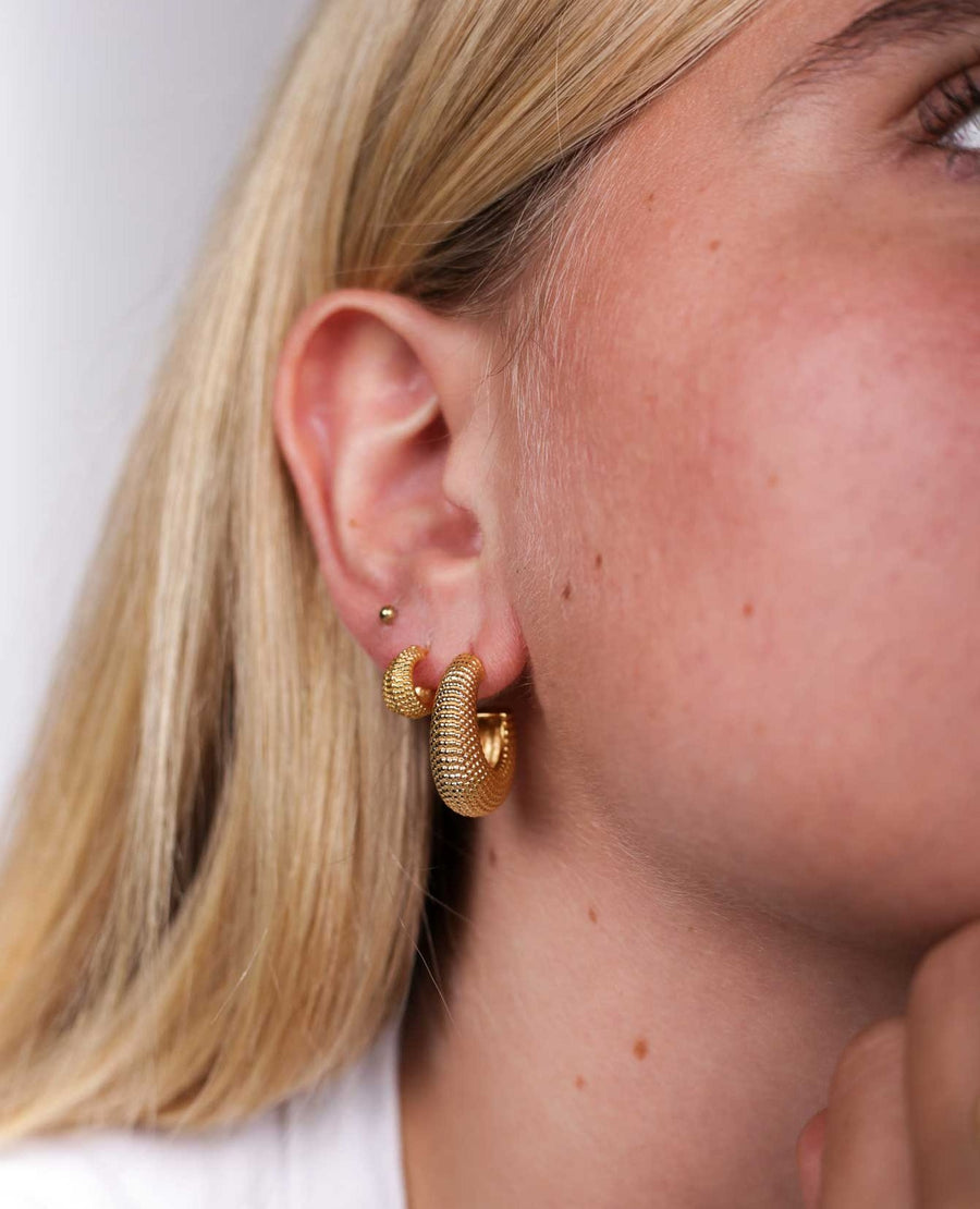 Rhea Gold Plated Hoop Earrings by Zoe & Morgan at EC One London