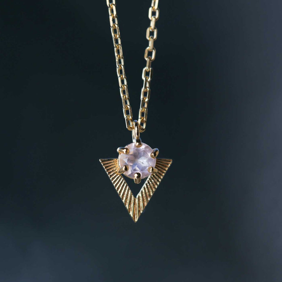 Zoe and Morgan VIOLET Gold Plated Necklace with Rose Quartz at ethical jewellers EC One London