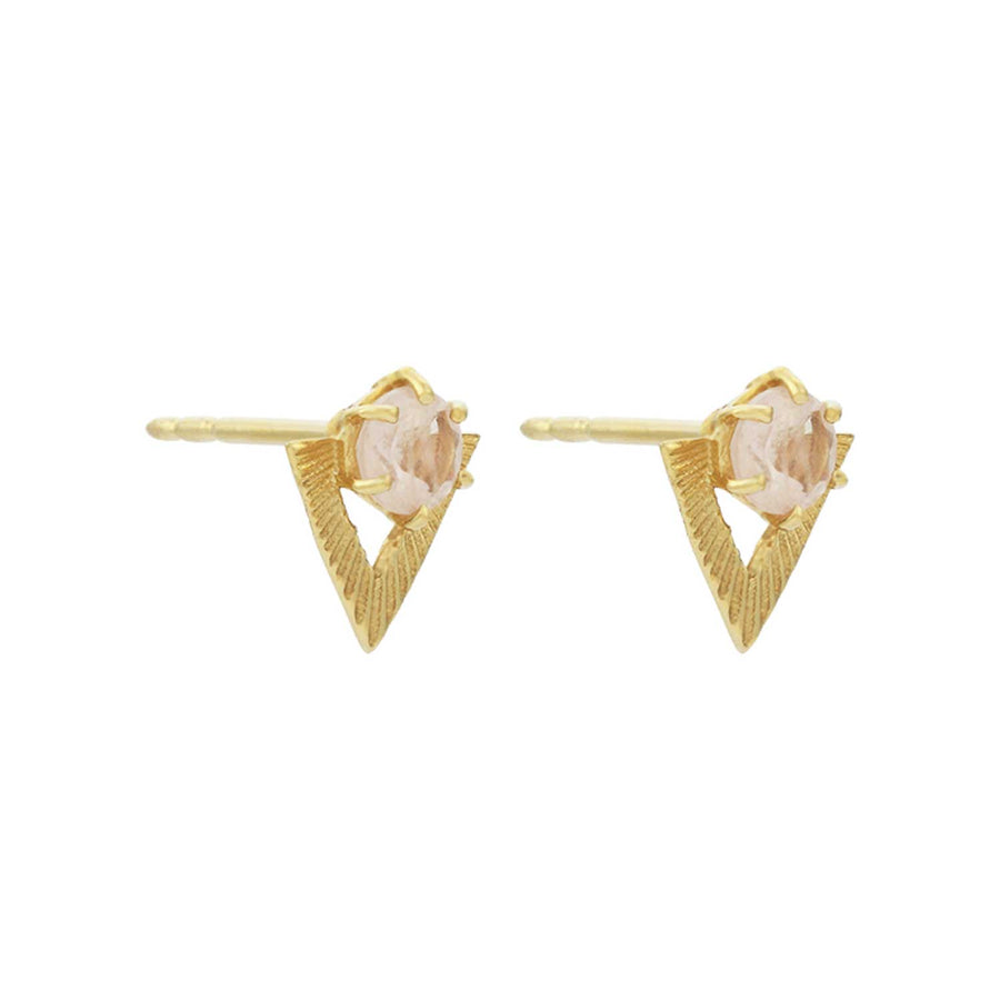 Zoe & Morgan VIOLET gold plated studs with Rose Quartz at Ethical jewellers EC One London