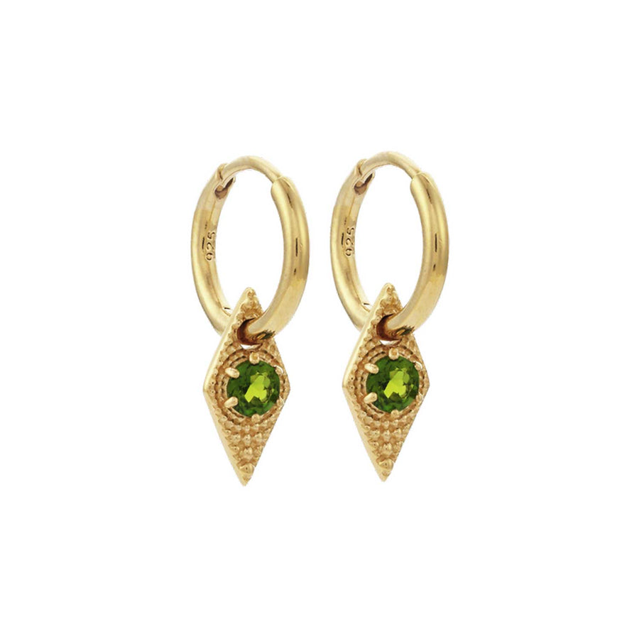 Zoe and Morgan ZINNIA Chrome Diopside Gold Plated Drop Earrings at ethical jewellers EC One London