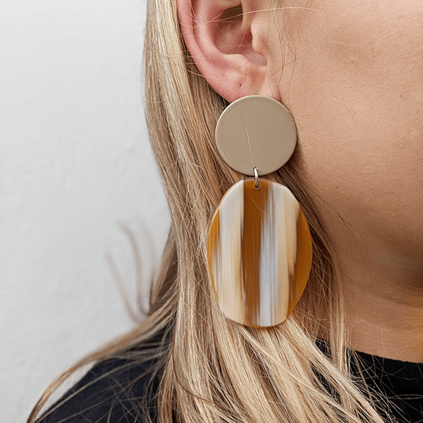 EC One Bianca Mavrick Oval 'Geology' Acetate Drop Earrings