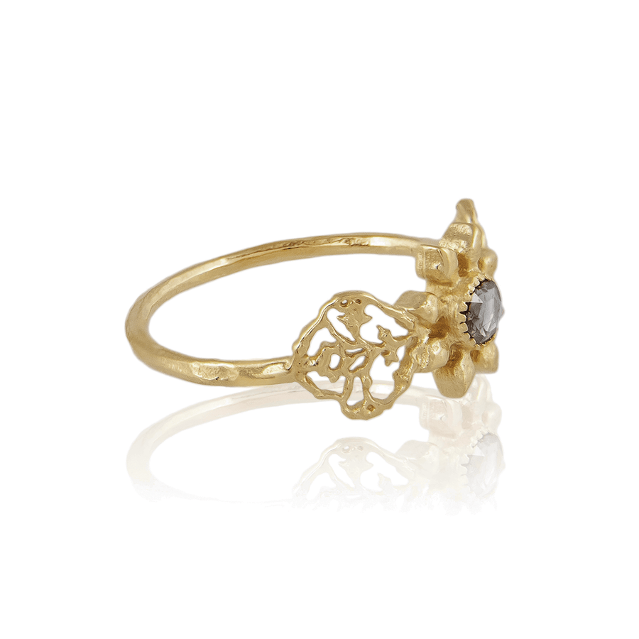 Triple Petal Gold and Diamond Ring