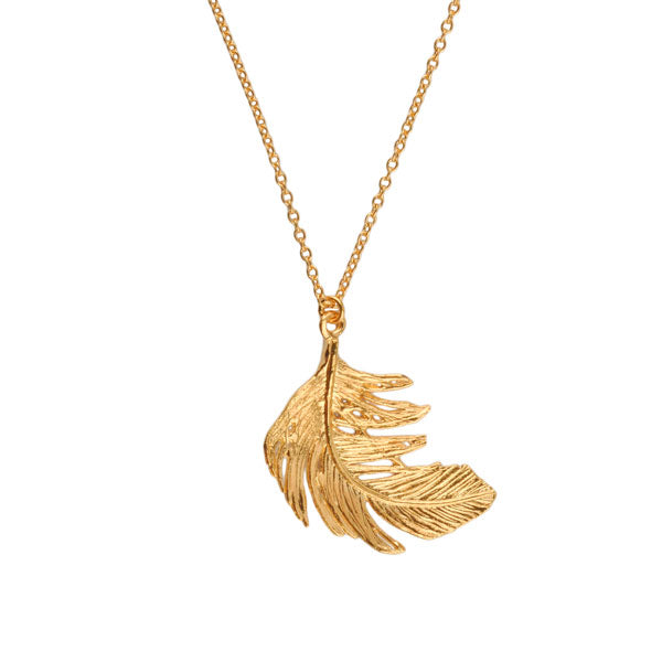 EC One Alex Monroe Large Gold Feather Necklace