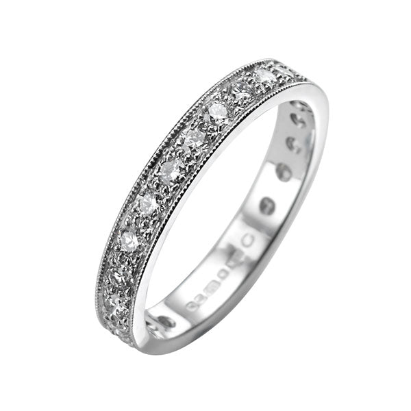 EC One wide Emma diamond pave eternity ring recycled white gold and conflict free diamonds