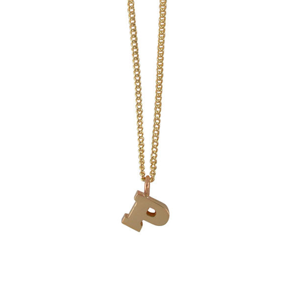 EC One Mini Letter "P" Initial recycled Gold Necklace
