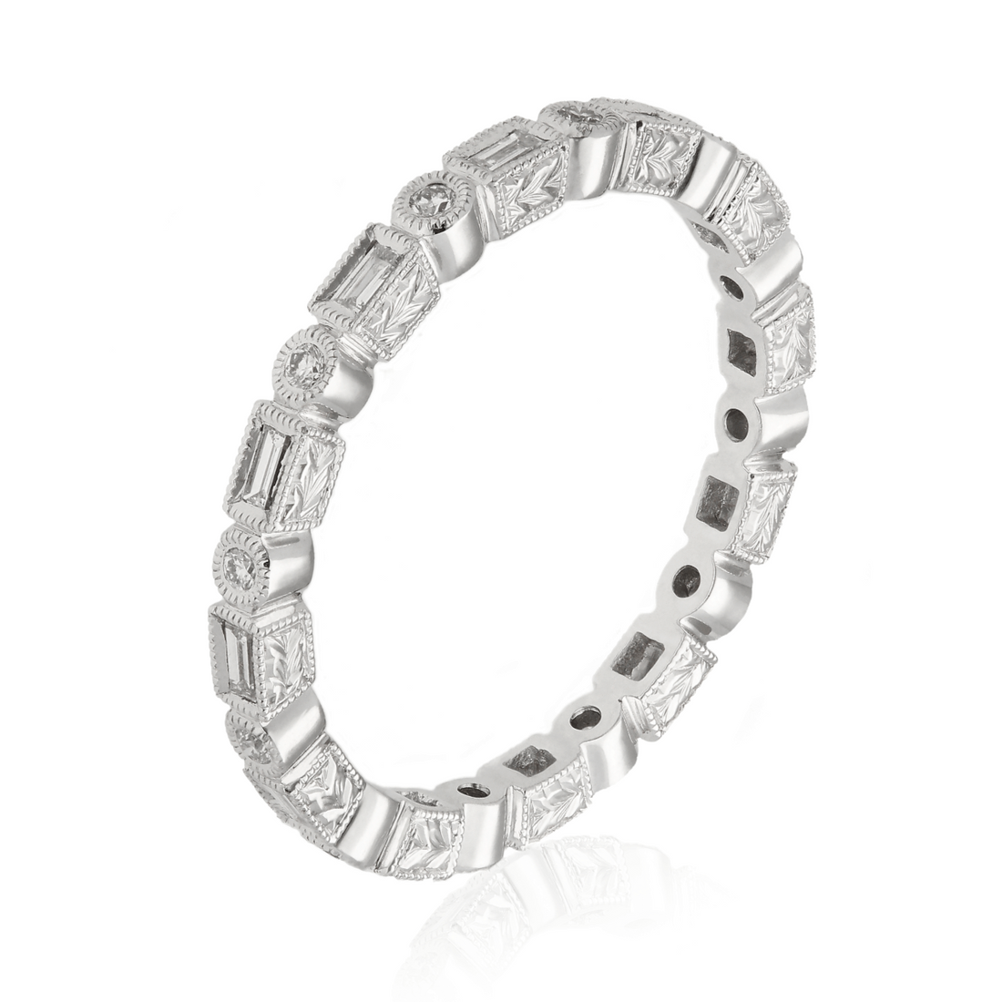 EC One Ungar and Ungar Rectangular & Round Diamond Eternity Band Wedding Ring