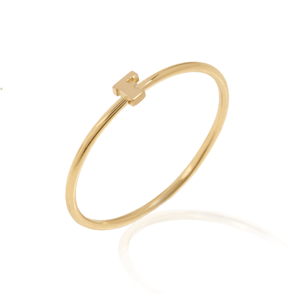 EC One Mini Letter “F” recycled Gold Stacking Ring