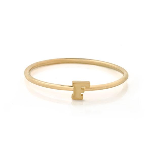EC One Mini Letter “F” recycled Gold Stacking Ring