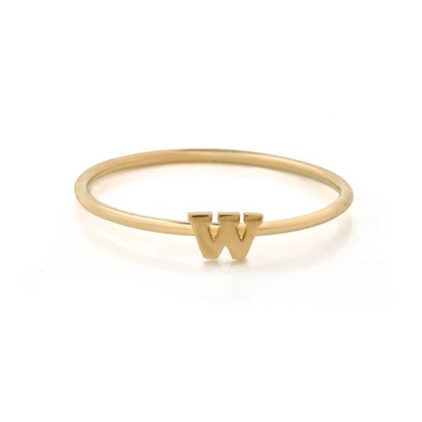 EC One Mini Letter “W” recycled Gold Stacking Ring
