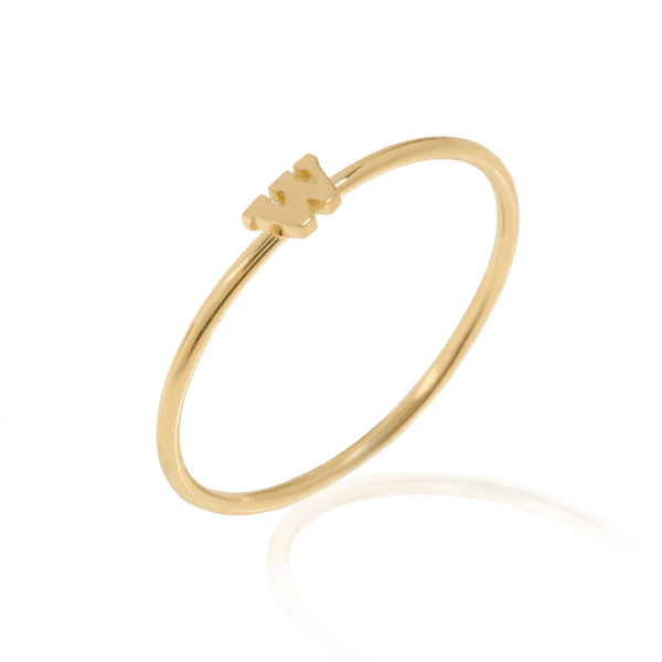 EC One Mini Letter “W” recycled Gold Stacking Ring