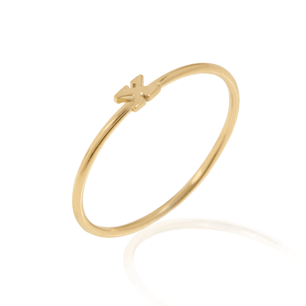EC One Mini Letter “X” recycled Gold Stacking Ring