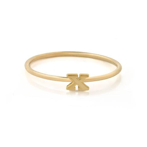 EC One Mini Letter “X” recycled Gold Stacking Ring
