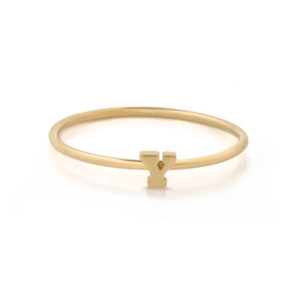 EC One Mini Letter “Y” recycled Gold Stacking Ring