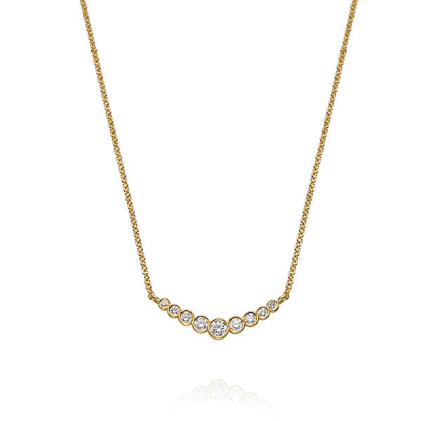 EC One Dainty Recycled Yellow Gold Diamond Bar Necklace made of recycled gold and conflict free diamonds in our B Corp London workshop