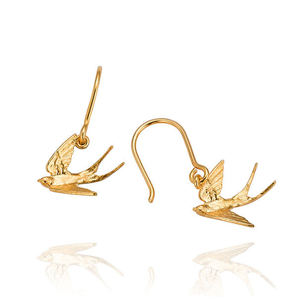 EC One Alex Monroe Swooping Swallow Gold Hook Earrings