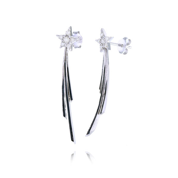 Shooting Star Diamond Silver Earrings