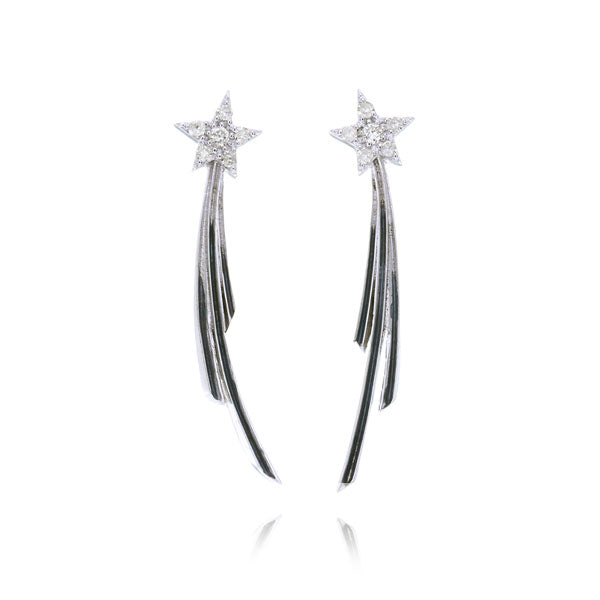 Shooting Star Diamond Silver Earrings
