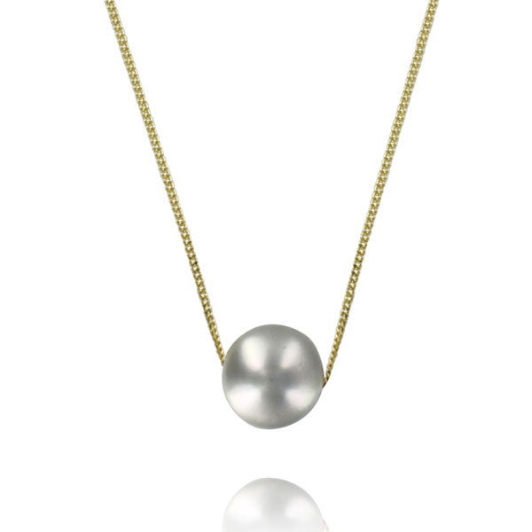 Single Grey Pearl Gold Necklace