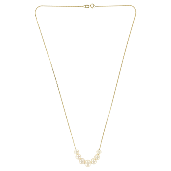 EC One Graduated Line White Pearl Gold Necklace