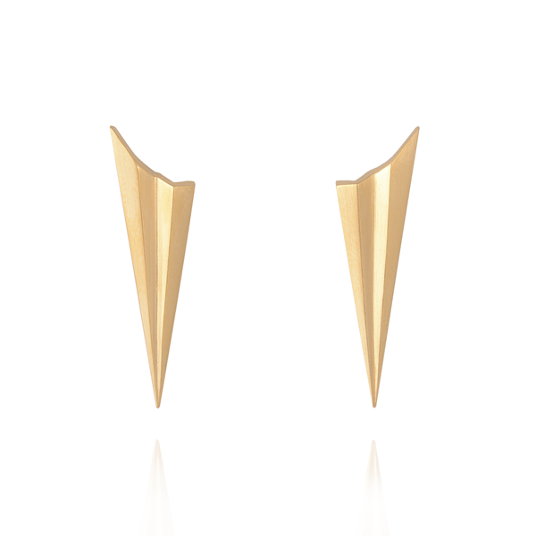 EC One Alice Barnes Long Pleated Gold Studs