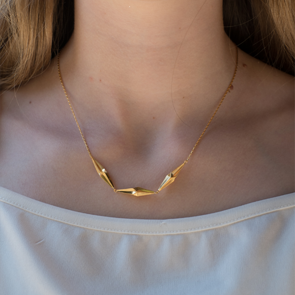 EC One Alice Barnes Triple Shard In-Line Gold Necklace