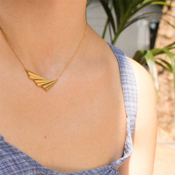EC One Alice Barnes Pleated Wave Gold Necklace