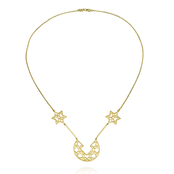 Jaipur Lattice Gold Plate Silver Long Necklace