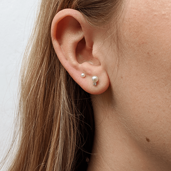 White Pearl and Diamond Studs