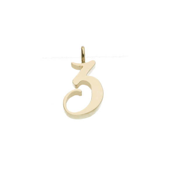EC One recycled Gold Number "3" charm pendant