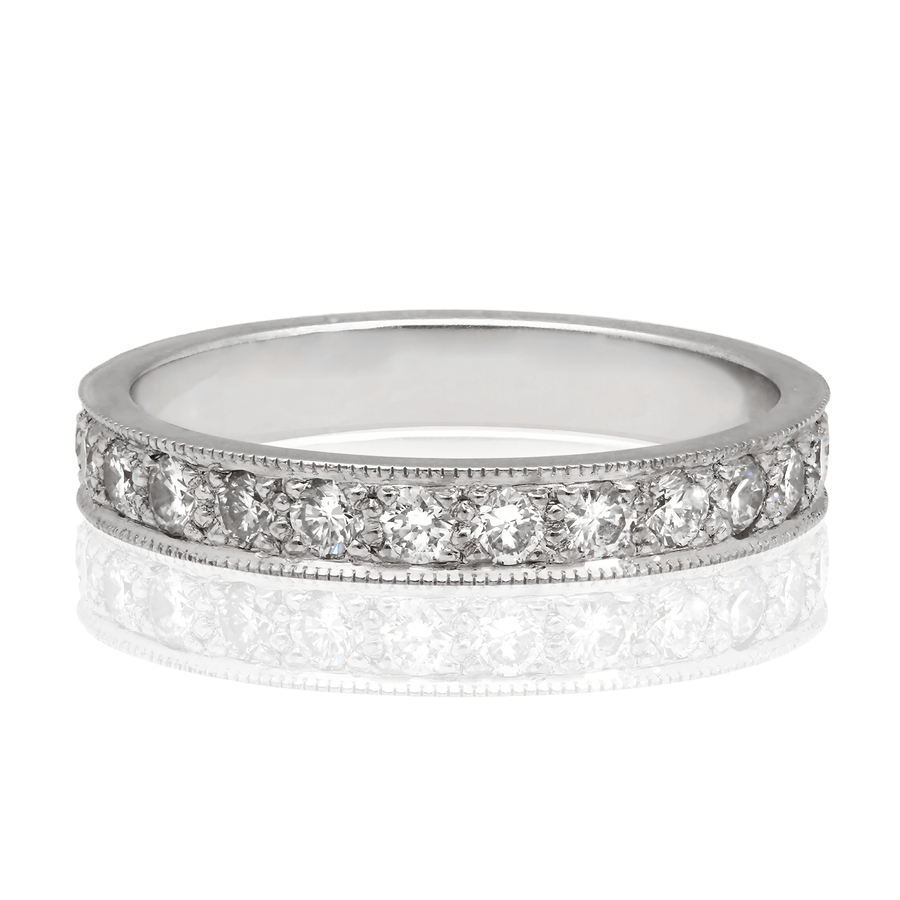 EC One wide Emma diamond pave eternity ring recycled white gold and conflict free diamonds
