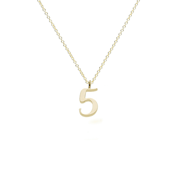 EC One recycled Gold Number "5" charm pendant necklace