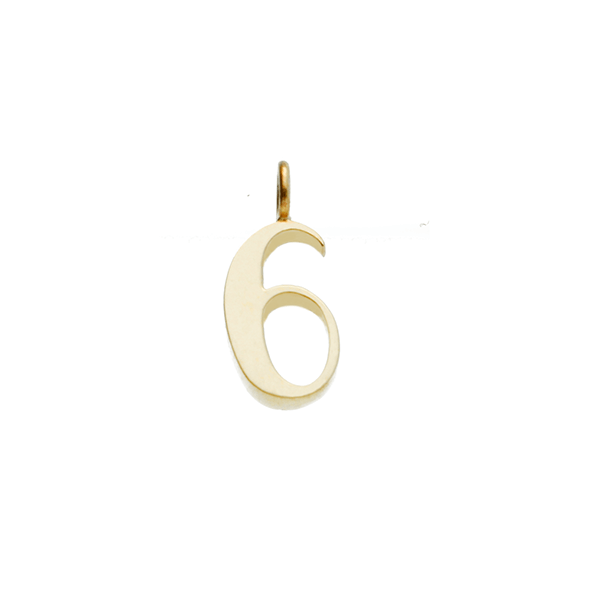 EC One recycled Gold Number "6" charm pendant