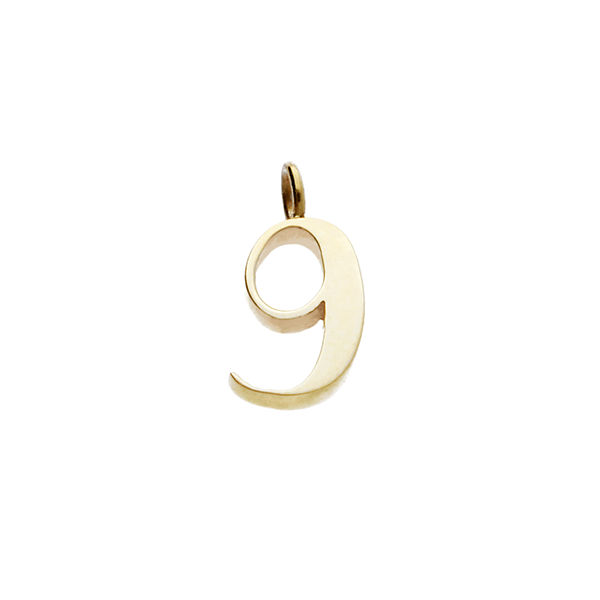 EC One recycled Gold Number "9" charm pendant