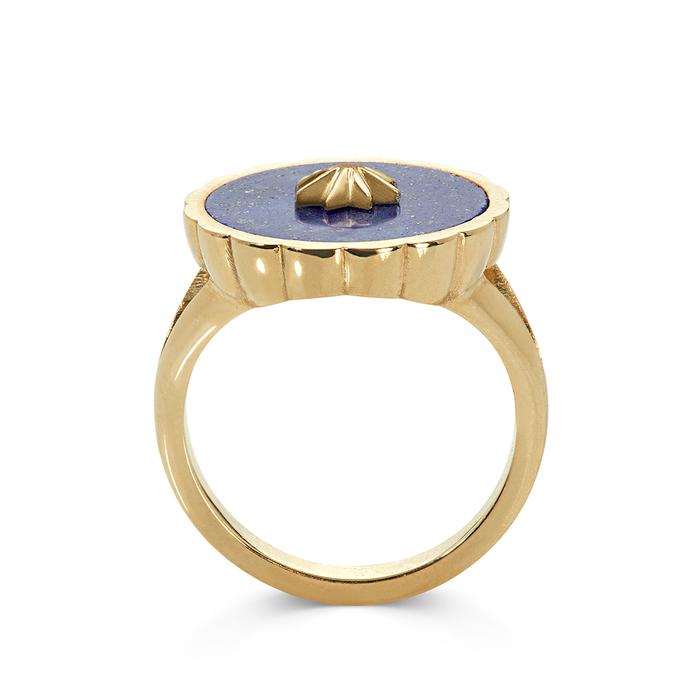 Flora Bhattachary at EC One Asmani Tara Star Cocktail Ring with Lapis in recycled 9ct yellow gold