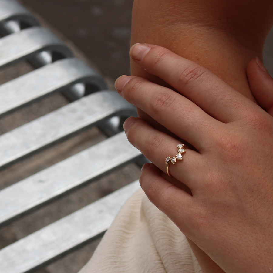 EC One Cece Lucky Gold Ring with Arch of Diamonds
