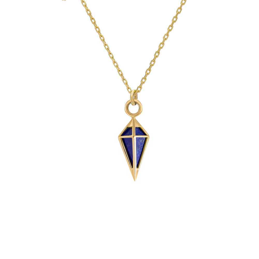 Small Gold Pendulum Necklace with Lapis by metier