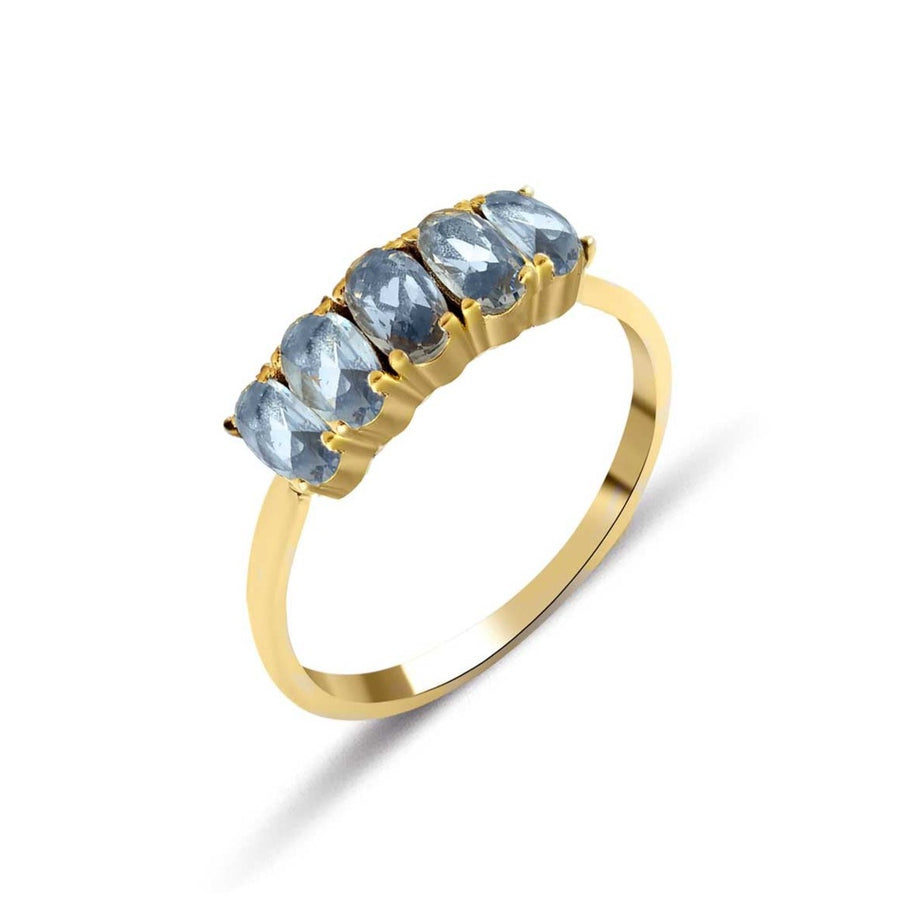 GFG Dumom Five blue sapphire gold ring at EC One London