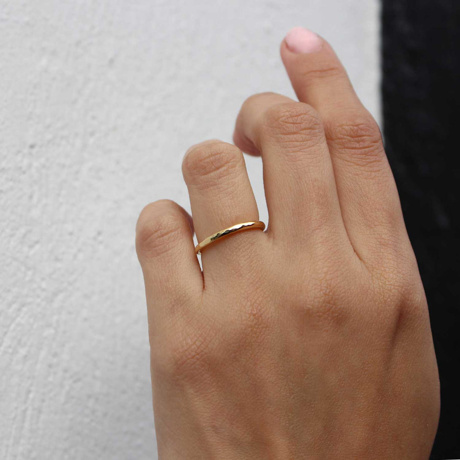 EC One ALICE Hammered recycled Yellow Gold Wedding Ring made in London