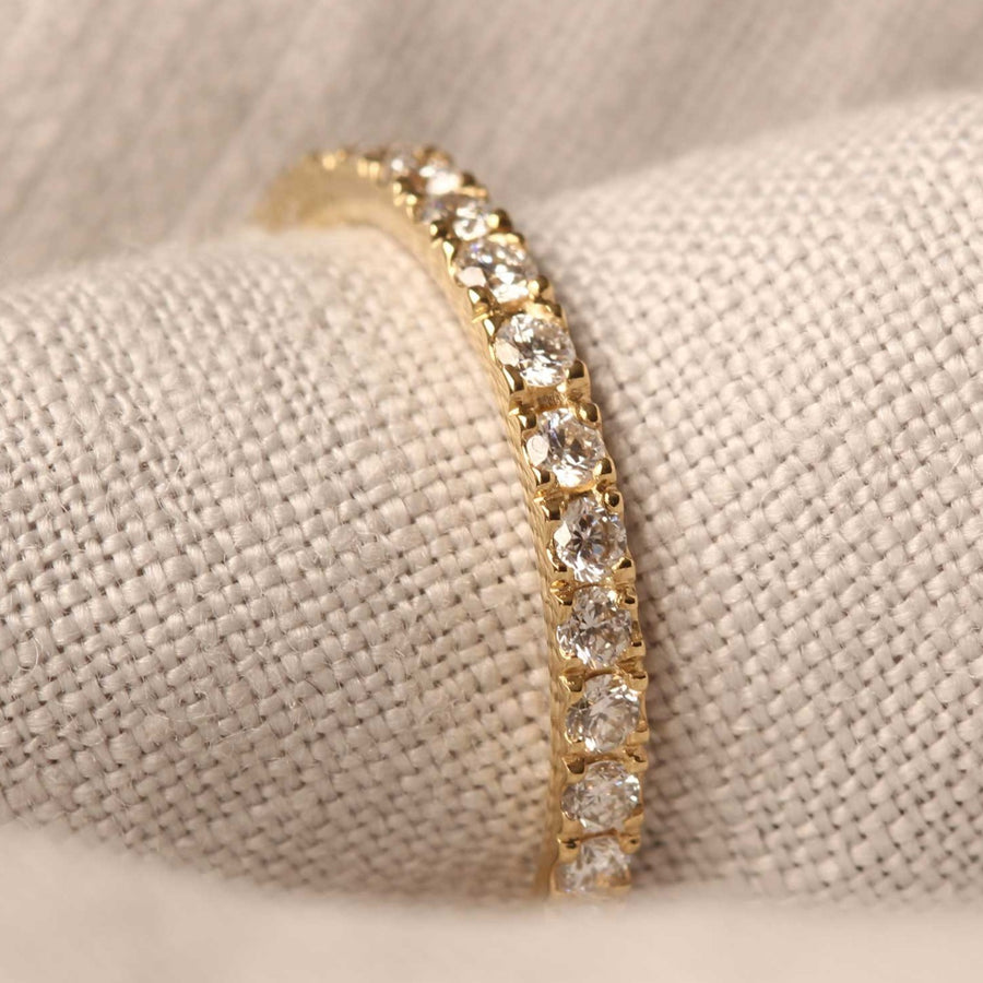 EC One 2mm Castel Set Diamond Eternity Ring Yellow Gold